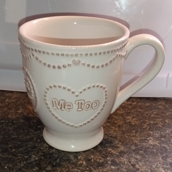 LENOX French Perle White "I Do, Me Too" Reversible Mug, Shabby Chic Coffee Mug - Picture 3 of 11